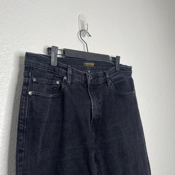 Flint and Tinder Mens Bottoms Size 34 Faded Black Straight Tapered Denim Jeans - Picture 11 of 15